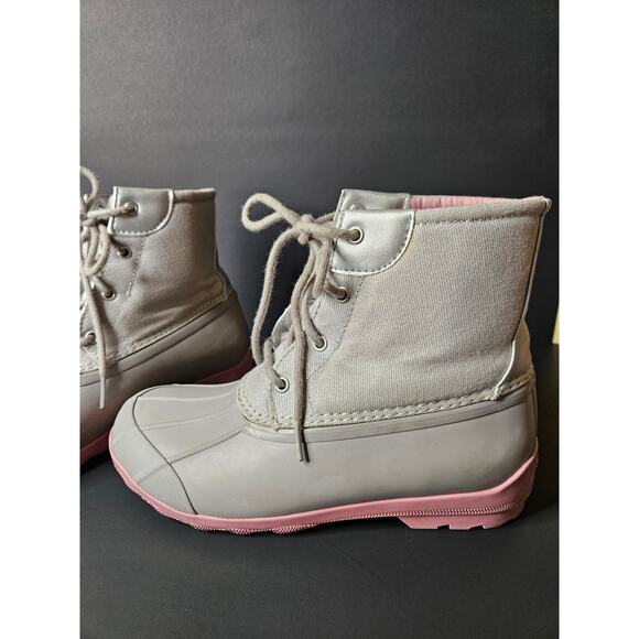 Sperry Port Boot Duck Boot Girl 5M Gray Pink Great Condition - Picture 9 of 9